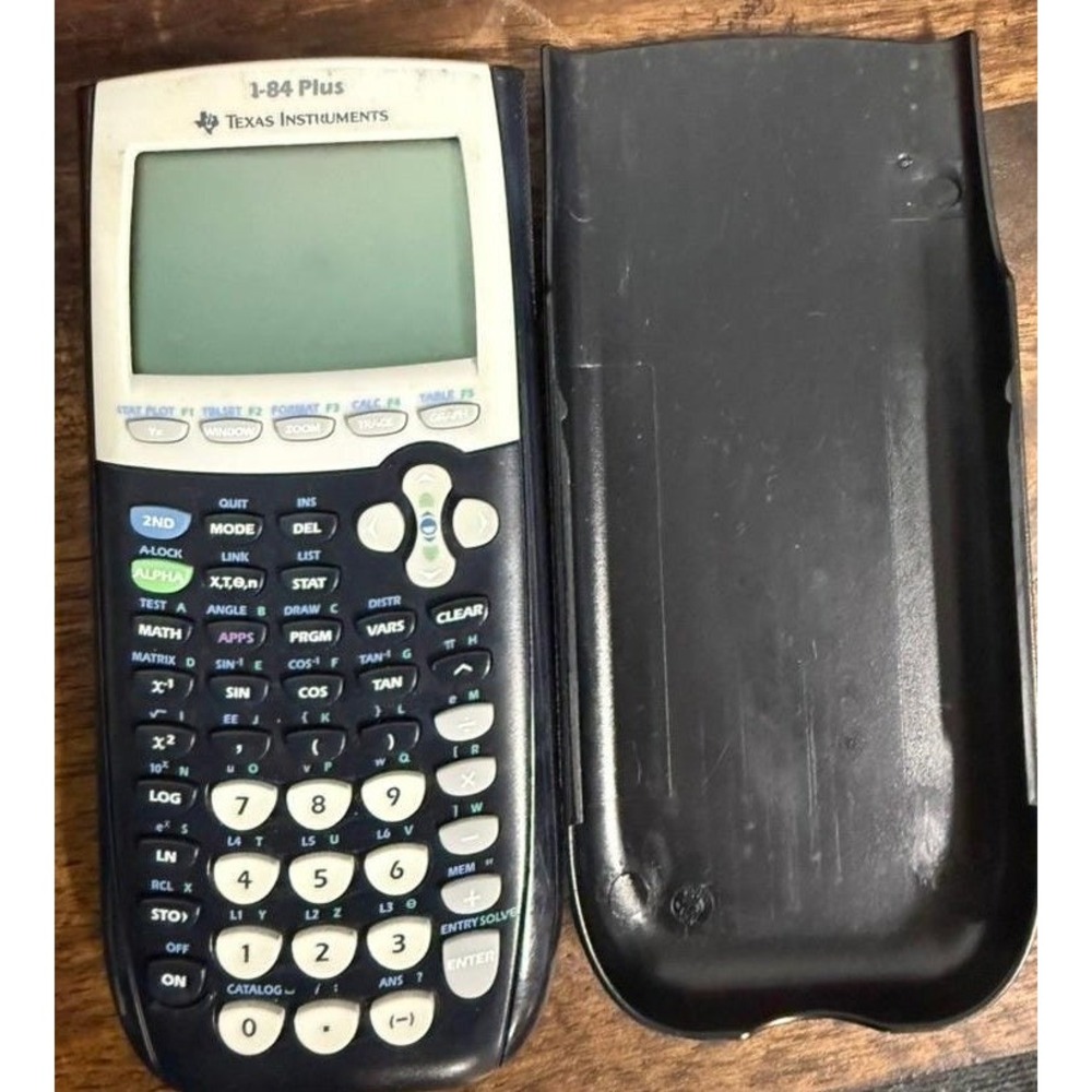 Texas Instruments TI-84 Plus Graphing Calculator Black with Slide Cover tested!